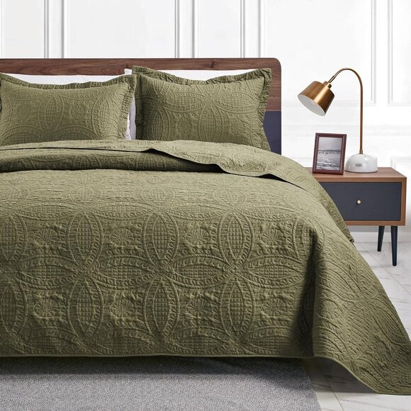 Bedding Coverlet for All Season Coin Pattern - Coin Pattern Camel